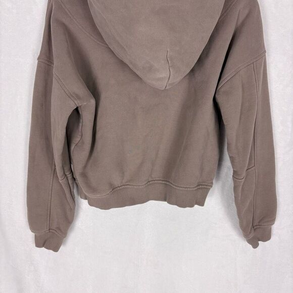 Roots Canada Brown Hooded Pullover Cotton/Poly Blend Semi Cropped Sweatshirt Siz - Picture 10 of 13
